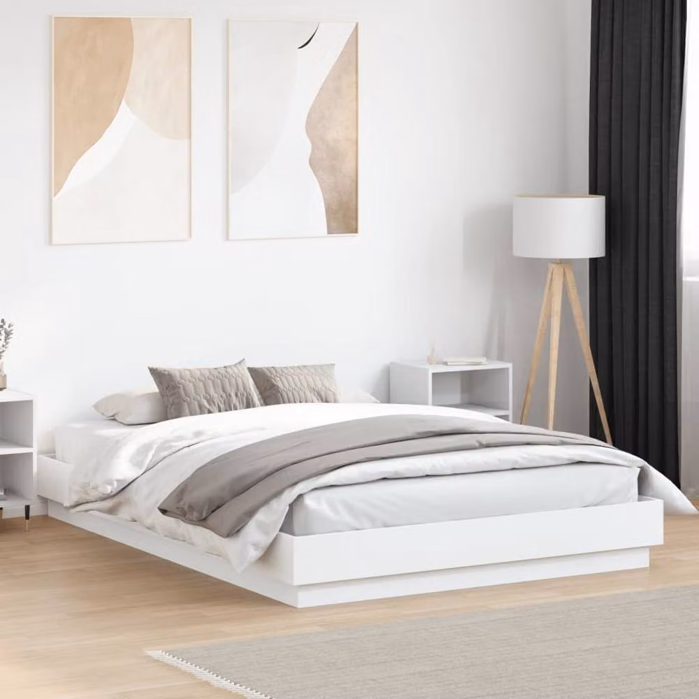 Berkfield Home Minimalist Bed Frame in White, W/D/H: 160 x 200 cm – 2