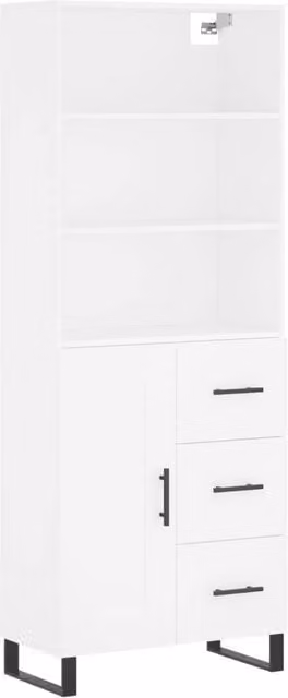 Berkfield Home White Matt Highboard with Hinged Doors and Internal Shelves, W/D/H: 69.5 x 34 x 180 cm