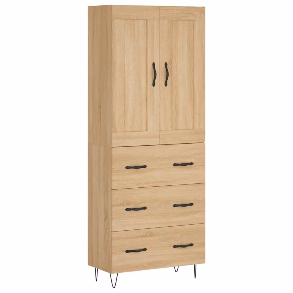 Berkfield Home Sonoma Oak Highboard in Brown, W/D/H: 69.5 x 34 x 180 cm – 2