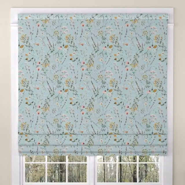 ANTE DECOR Chloe Made To Measure Floral Blackout Roman Blind in Blue