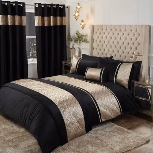 Rapport Home Capri Polycotton Duvet Cover Set in Gold, Single Size, W/D/H: 135 x 200 cm with 50 x 75 cm Pillowcase – 1