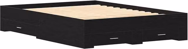 Berkfield Home Modern Bed Frame with Drawers in Black Oak, Engineered Wood, W: 160 cm, D: 200 cm