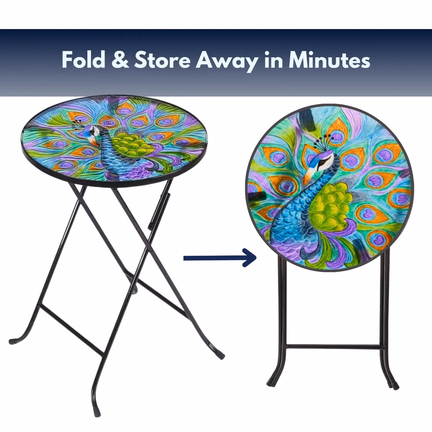 Marco Paul Foldable Outdoor Table in Multicolour Floral Design – 8