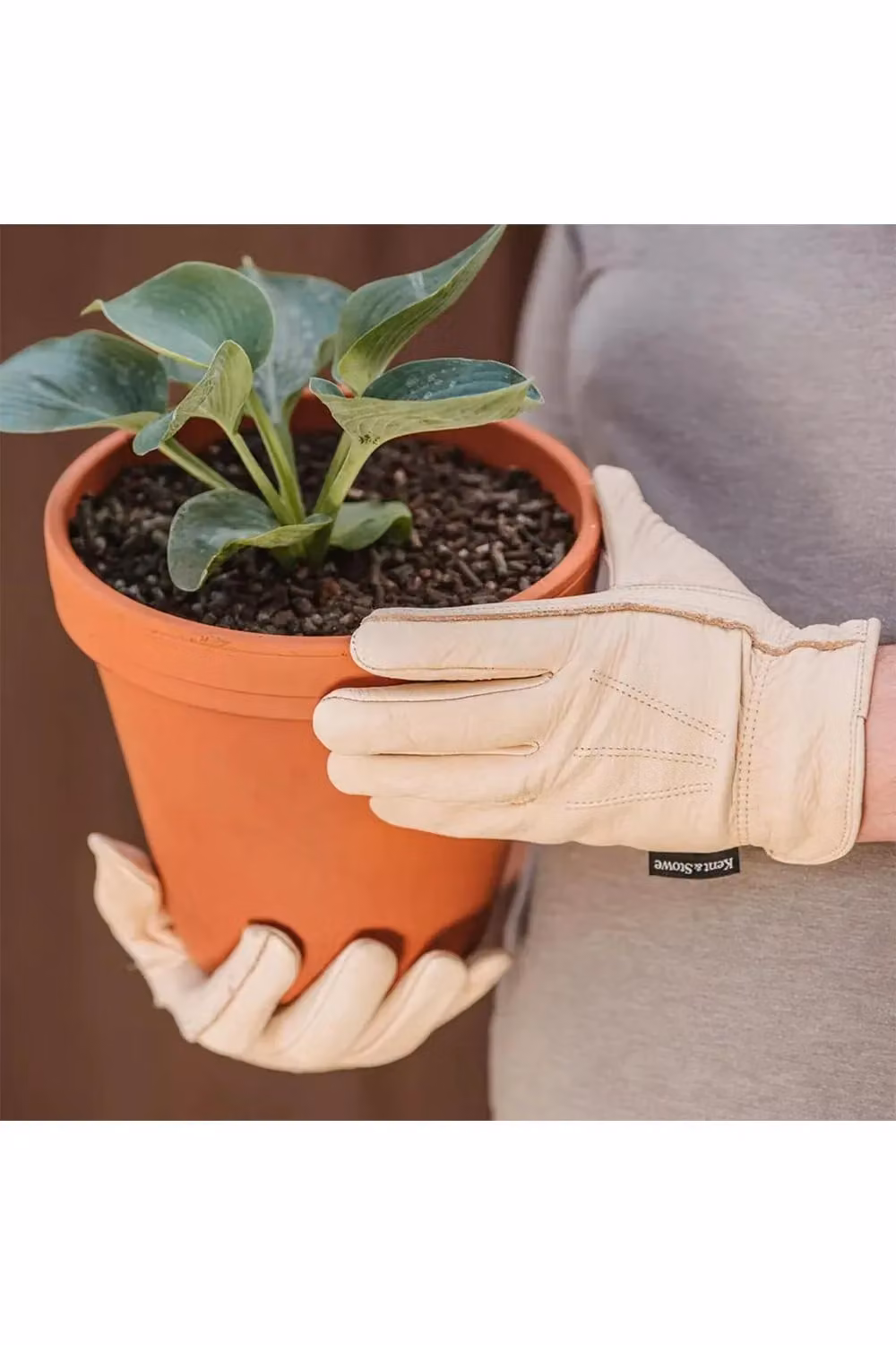 Kent & Stowe Men's Luxury Leather Water Resistant Gardening Gloves in Beige or Brown – 3