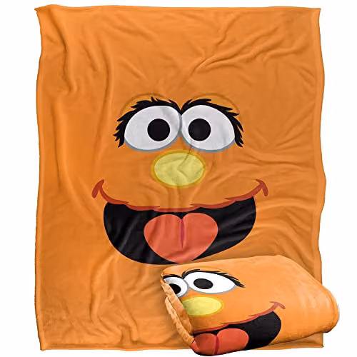 LOGOVISION Sesame Street Murray Face Silky Touch Super Soft Fleece Throw Blanket in White, W/D/H: 152 x 127 cm
