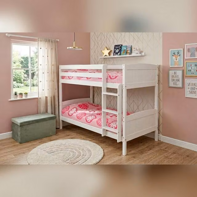Comfy Living Ltd Kids Solid Wood Bunk Bed in White or Grey, W/D/H: 80 x 190 x 186 cm – 1