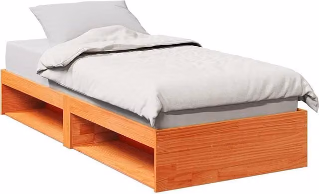 Berkfield Home Rustic Wax Brown Solid Wood Pine Day Bed without Mattress W/D/H: 90 x 200 cm
