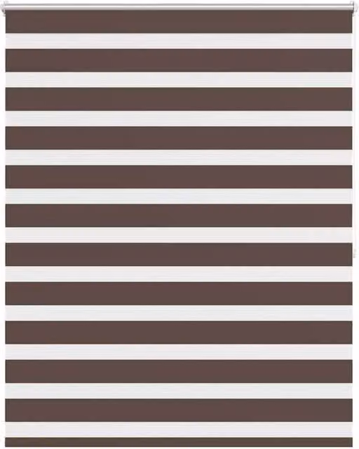 Berkfield Home Zebra Blind in Brown and White, W: 140 cm, H: 175 cm – 1