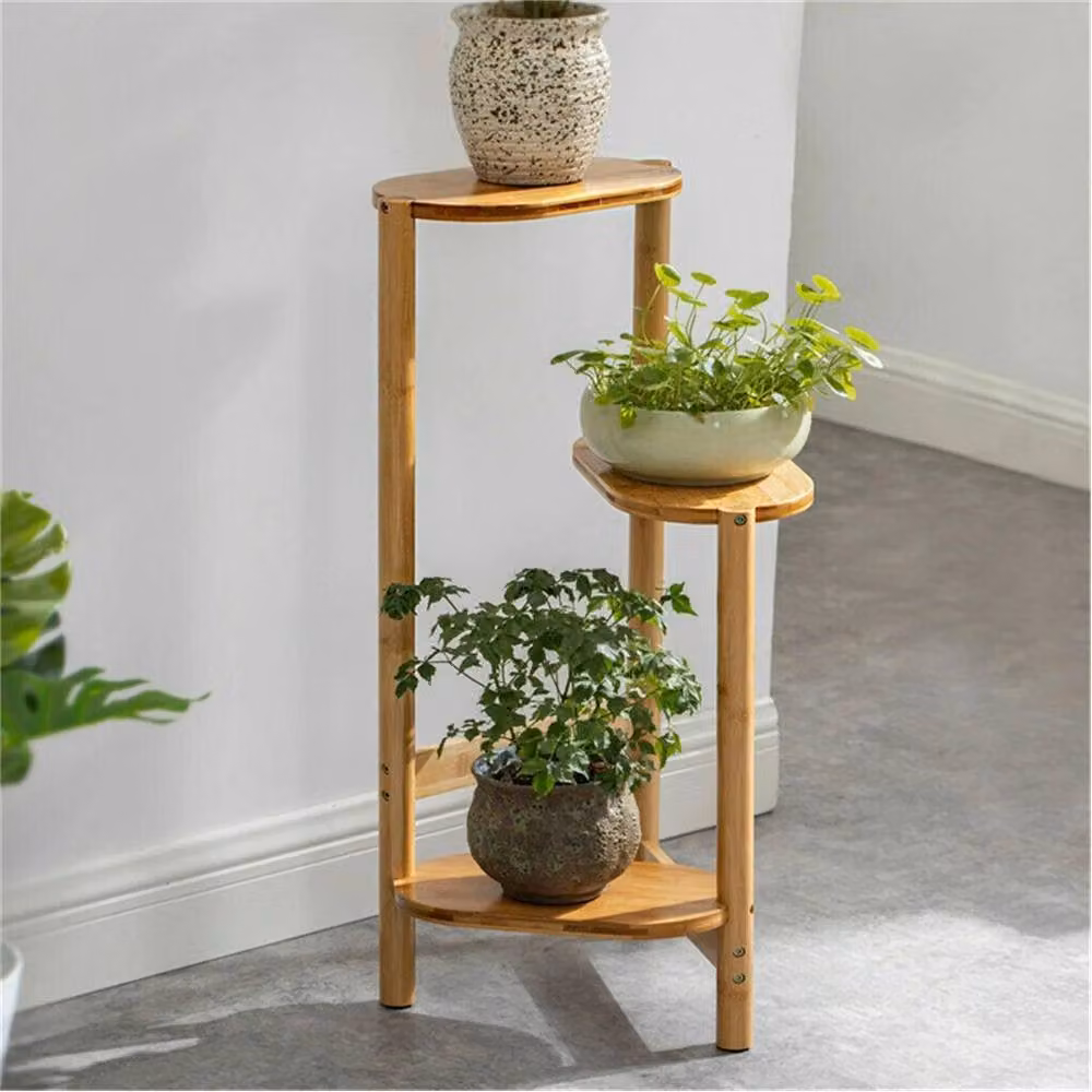 Nordara Rustic Art Corner Wooden Ladder Plant Stand in Beige/Brown, H 100 cm x W 15 cm x D 15 cm – 3