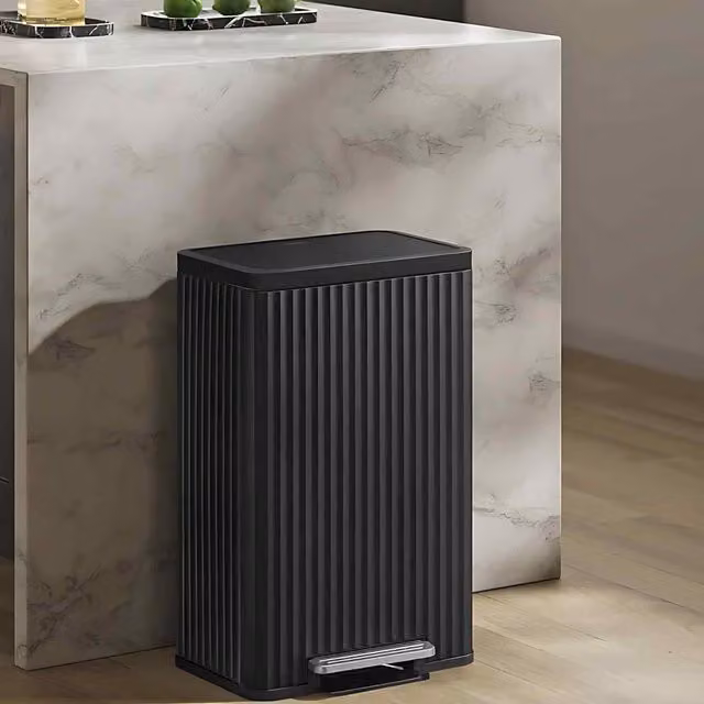 The Bazaarist Kitchen Pedal Bin with Soft Close Mechanism and Removable Inner Bucket, Ink Black