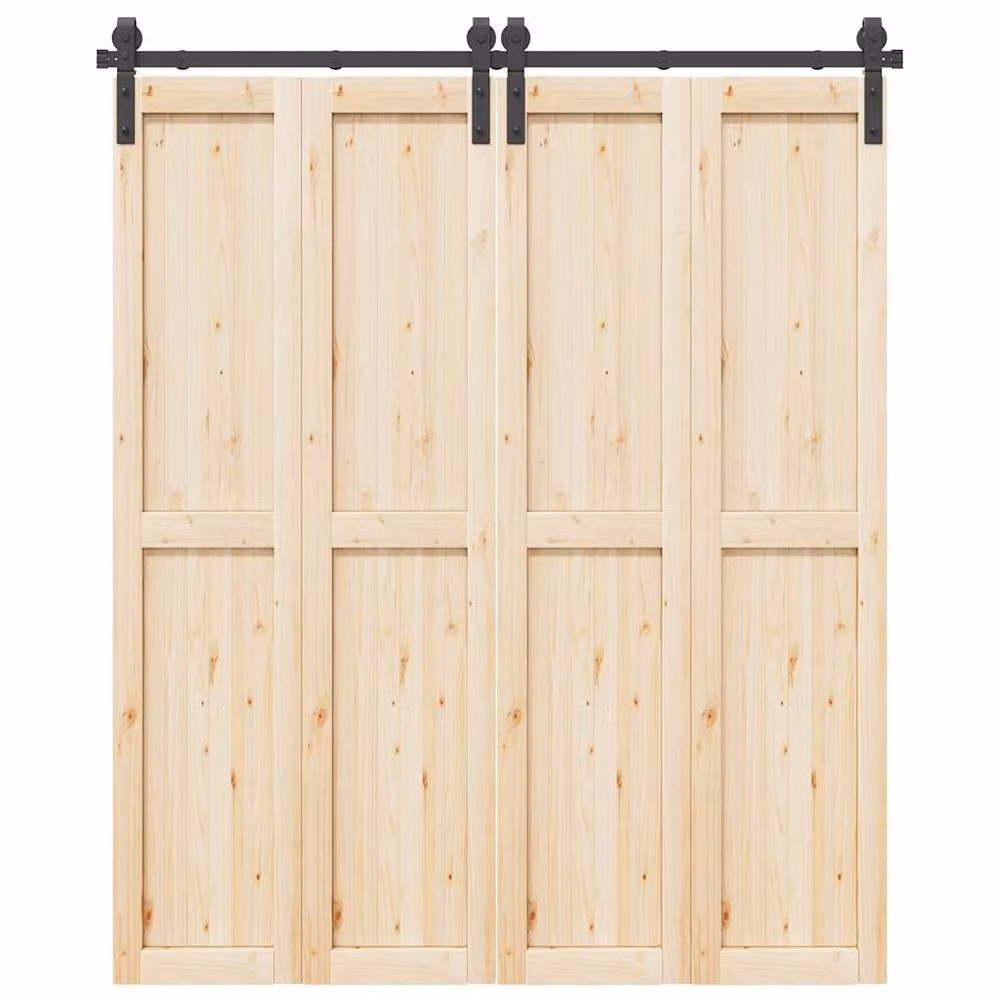 Berkfield Home Sliding Door Hardware Kit, Black Steel, 183 cm – 2