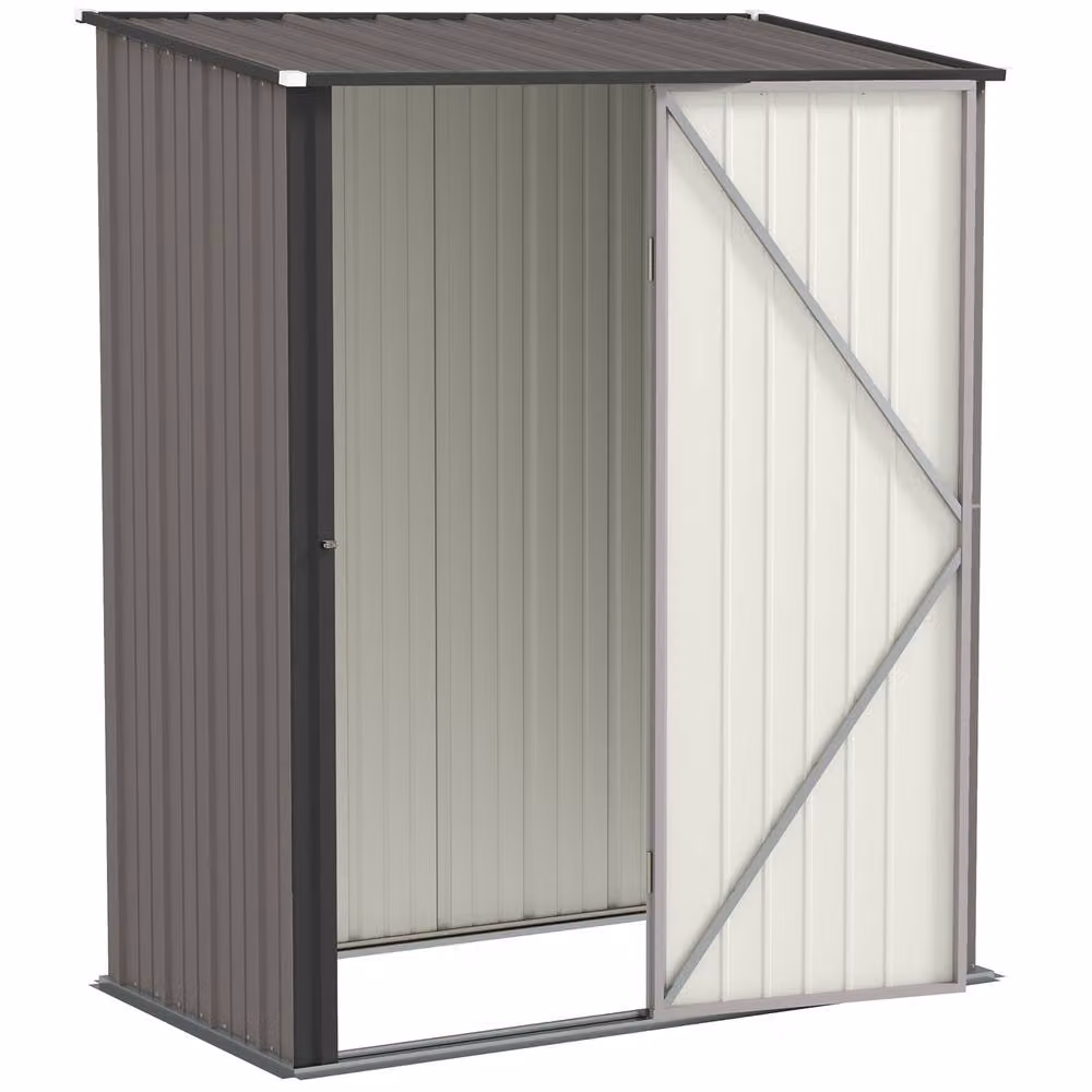 Rolipo Light Grey Corrugated Galvanised Steel Garden Shed with Single Door – 1