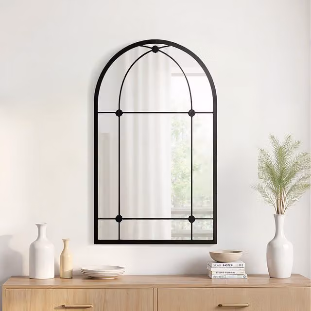 Lifeideas Metal Frame Window Style Wall Mirror in Black, W: 60 cm, D: 2 cm, H: 100 cm