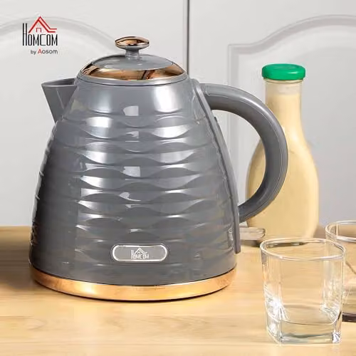 HOMCOM 3kW Cordless Electric Kettle with Auto Shut-off and Limescale Filter, Grey, 1.7 l – 2