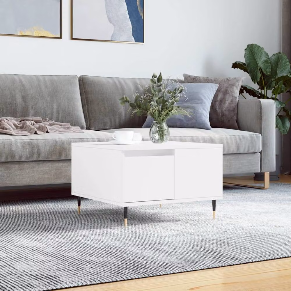 Berkfield Home Modern Square Coffee Table in White, W/D/H: 55 x 55 x 36.5 cm – 2