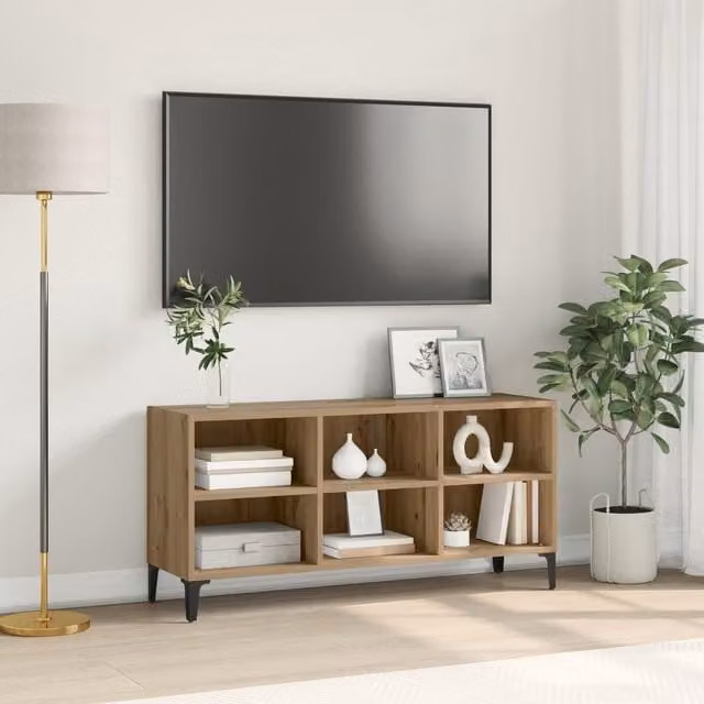 Berkfield Home Artisan Oak TV Stand in Brown with Metal Accents