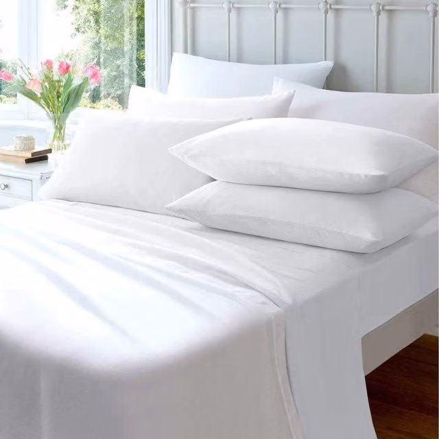 NewEdgeBlinds Pair of White Plain Flannelette Cotton Pillowcases