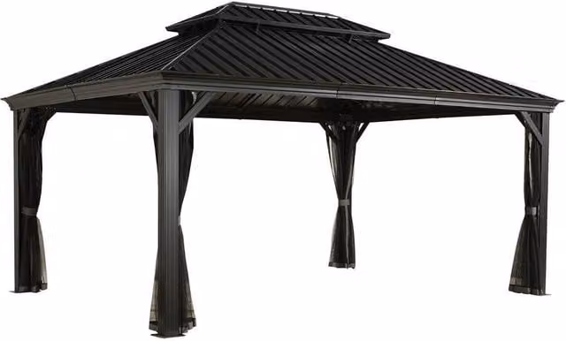 Sojag Messina Gazebo in Grey with Windows, W: 363 cm, D: 483 cm, H: 307.11 cm