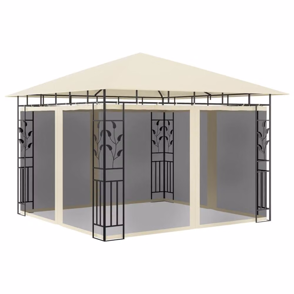 Berkfield Home Gazebo with Mosquito Net in Beige, W/D/H: 300 x 300 x 273 cm – 2