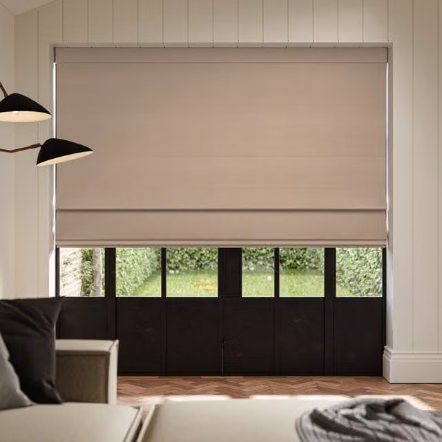 Ante Decor Virtus No Joins Soft Dim Out Made To Measure Roman Blind in Nougat Beige