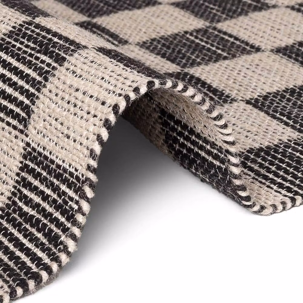 THE RUGS Rex Reversible Handloom Jute Checkerboard Rug in White and Black, W: 120 cm, L: 170 cm – 7