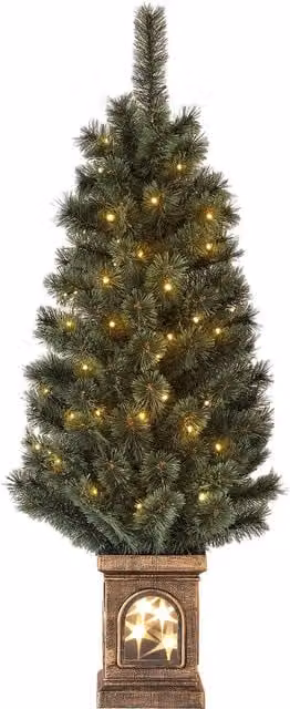HOMCOM 4ft Artificial Green Christmas Tree with 80 Warm White LED Lights and Remote Control