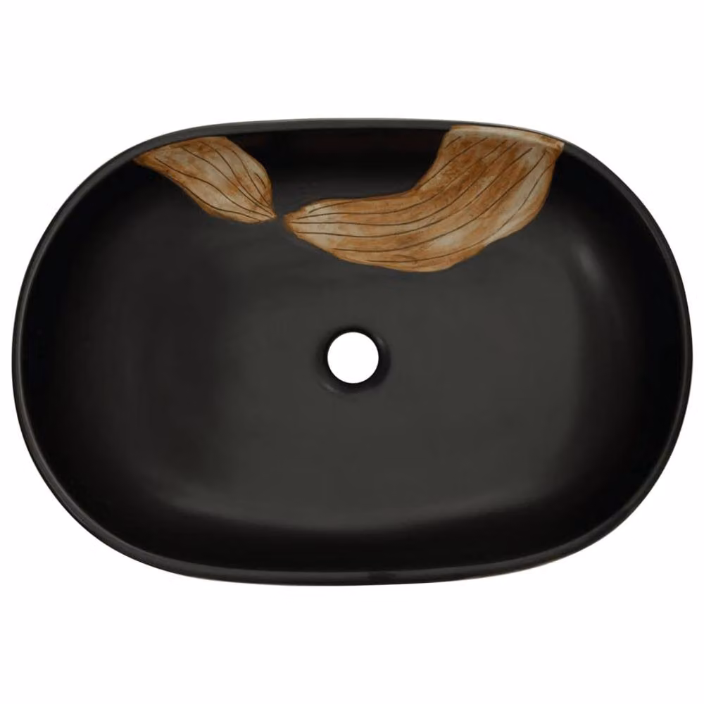Berkfield Home Black Oval Ceramic Countertop Basin W: 59 cm, D: 40 cm, H: 14 cm – 4