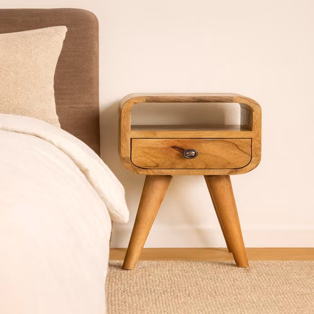 Mango Wood Extra Mini Bedside Table in Brown, W/D/H: 40 x 20 x 20 cm – 1