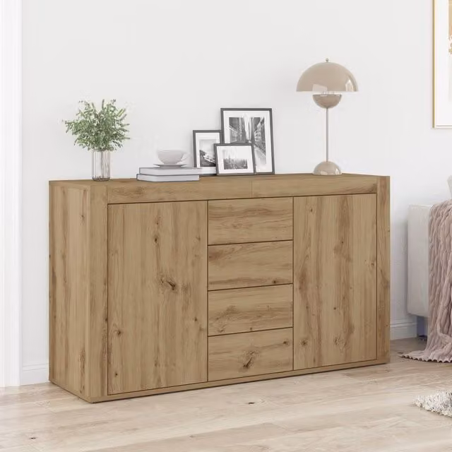Berkfield Home Artisan Oak Sideboard in Brown, W/D/H: 120 x 36 x 69 cm – 1