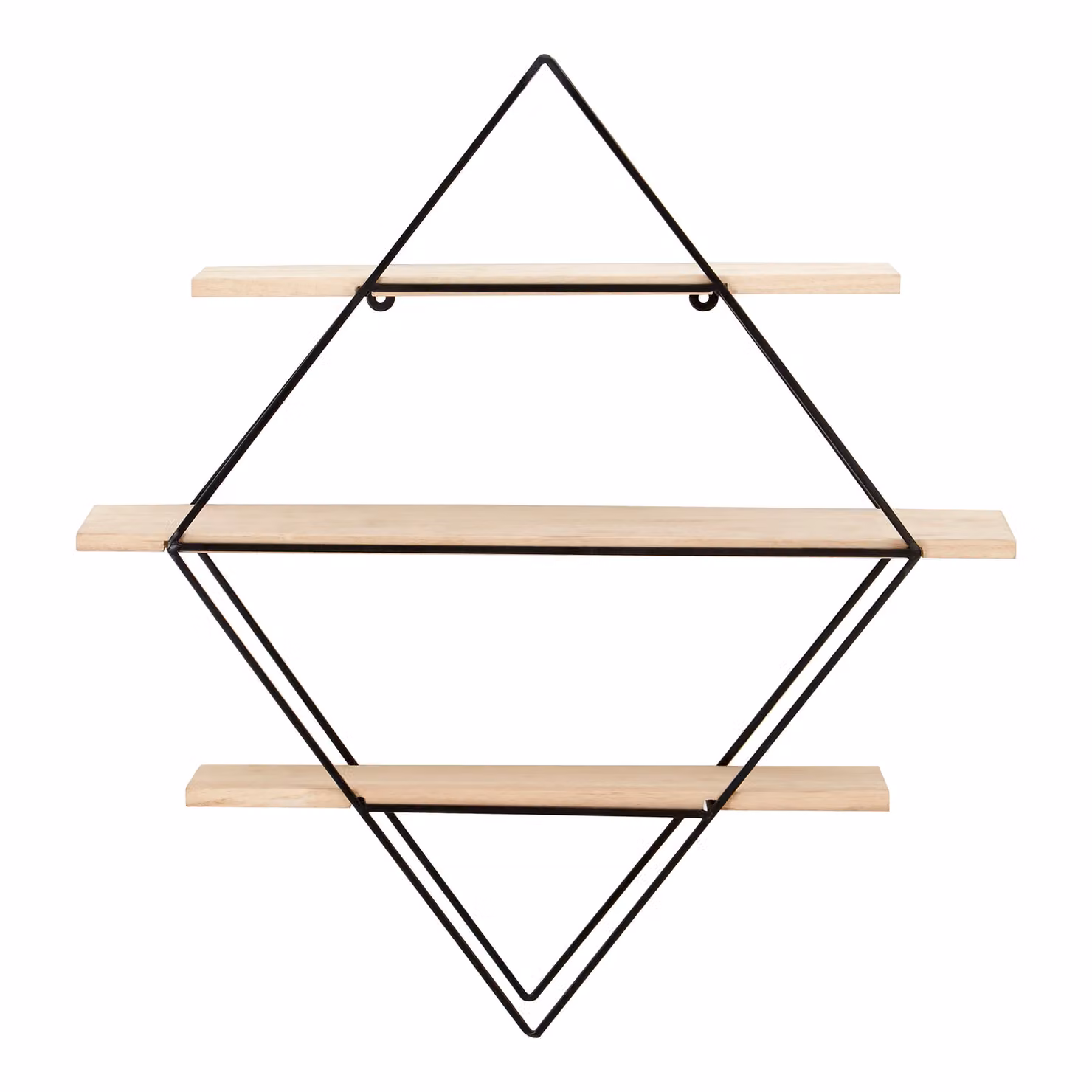 Orsina 3 Tier Rhombus Wall Mounted Shelves in Natural and Black – 2
