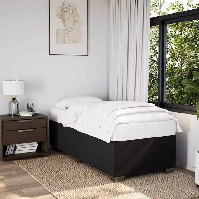 Berkfield Home Upholstered Single Bed Frame in Black Fabric – 1