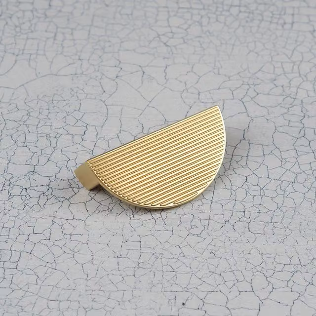 Handle & Home Ribbed Detailing Handles and Coordinating Knobs in Brushed Brass Gold Zinc