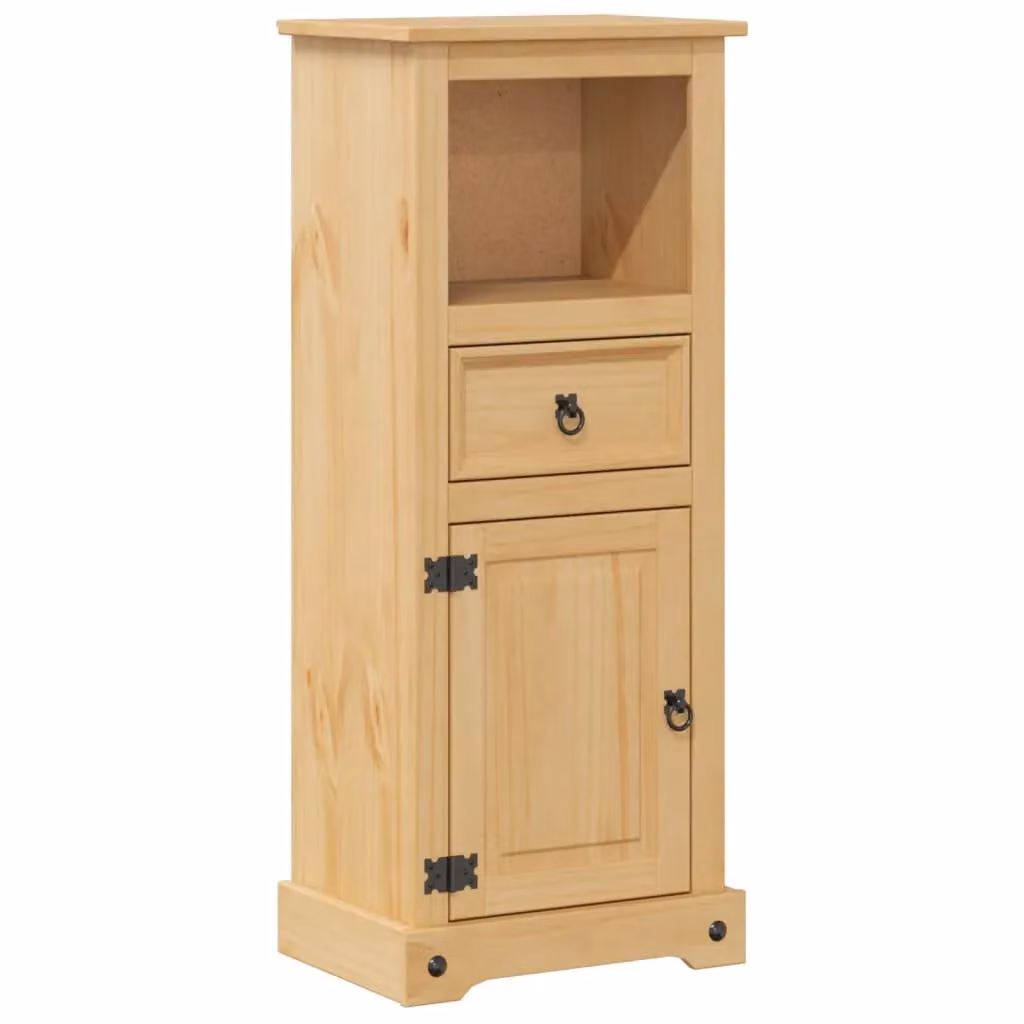 Berkfield Home Corona Brown Solid Wood Pine Wall Mounted Bathroom Cabinet with Doors and Drawers, W/D/H: 45 x 33 x 110 cm – 2