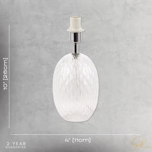 Happy Homewares Transparent Glass Table Lamp with Chrome Details, H 26.0 cm x W 11.0 cm x D 11.0 cm – 3
