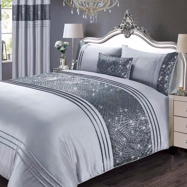 Rapport Home Charleston Grey Polycotton Duvet Cover and Pillowcase Set, W: 200 cm x D: 200 cm