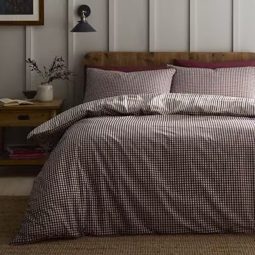 Appletree Micro Check Red Cotton Duvet Cover Set, Reversible and Breathable, W/D/H: 200 x 200 cm – 1