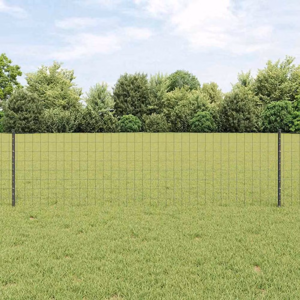 Berkfield Home Sturdy Euro Steel Fence with 11 U-Profile Posts, Grey, 0.6 x 25 m – 2