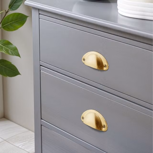 Lifeideas Set of 2 Polished Shell Shaped Drawer Handles in Gold