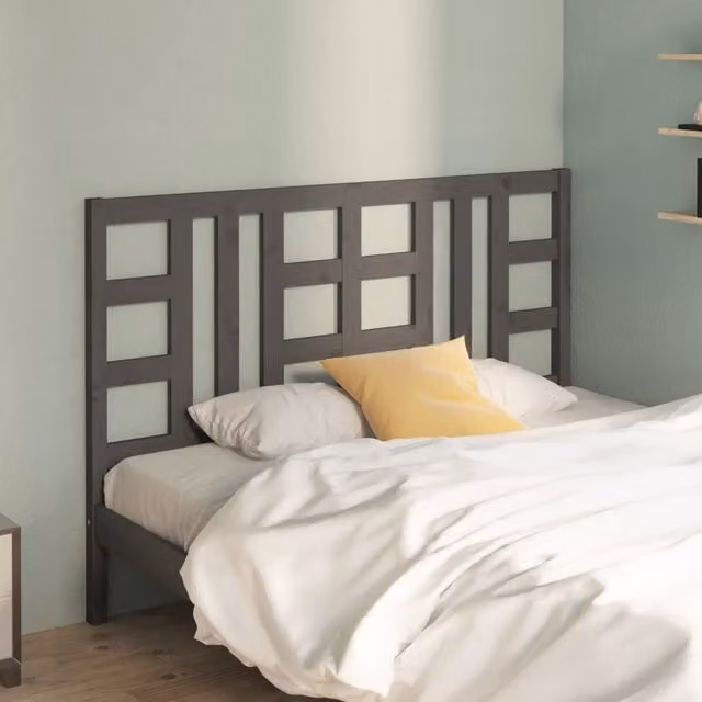 Berkfield Home Rustic Solid Pine Bed Headboard in Grey, W: 126 cm, H: 100 cm, D: 4 cm – 1