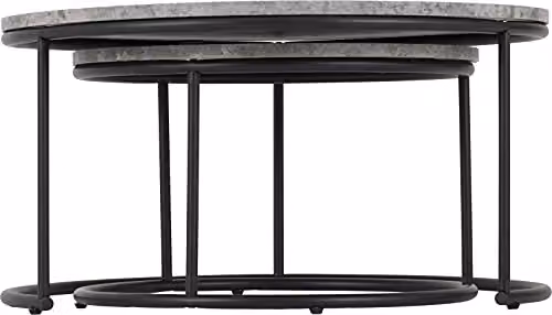 Seconique Athens Round Nesting Coffee Table Set in Grey Concrete Effect – 5