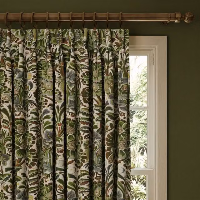 House of Hackney Moon Garden Organic Cotton Linen Floral Curtain in Green