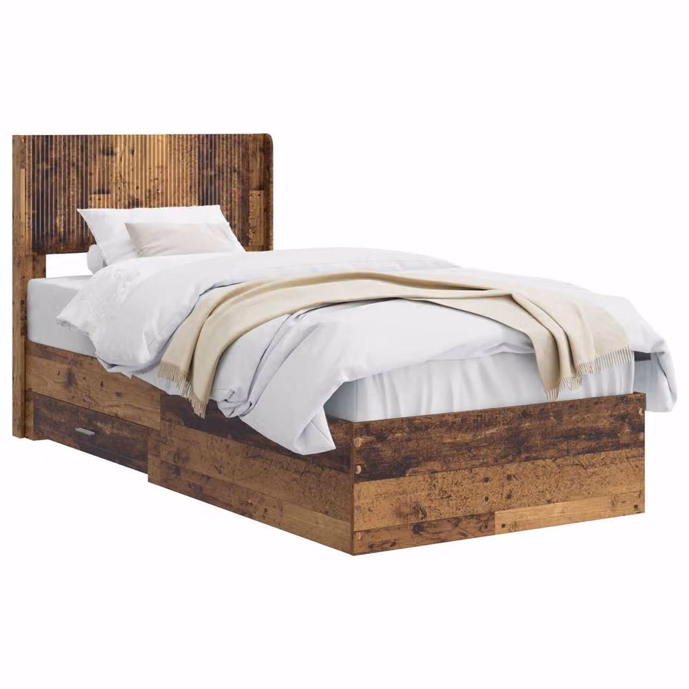 Berkfield Home Bed Frame with Storage, Headboard and Drawers, Brown, W/D/H: 90 x 190 cm – 2