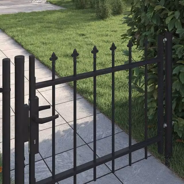 Berkfield Home Elegant Spear Top Steel Door Fence Gate, Black, W: 100 cm, H: 75 cm – 1