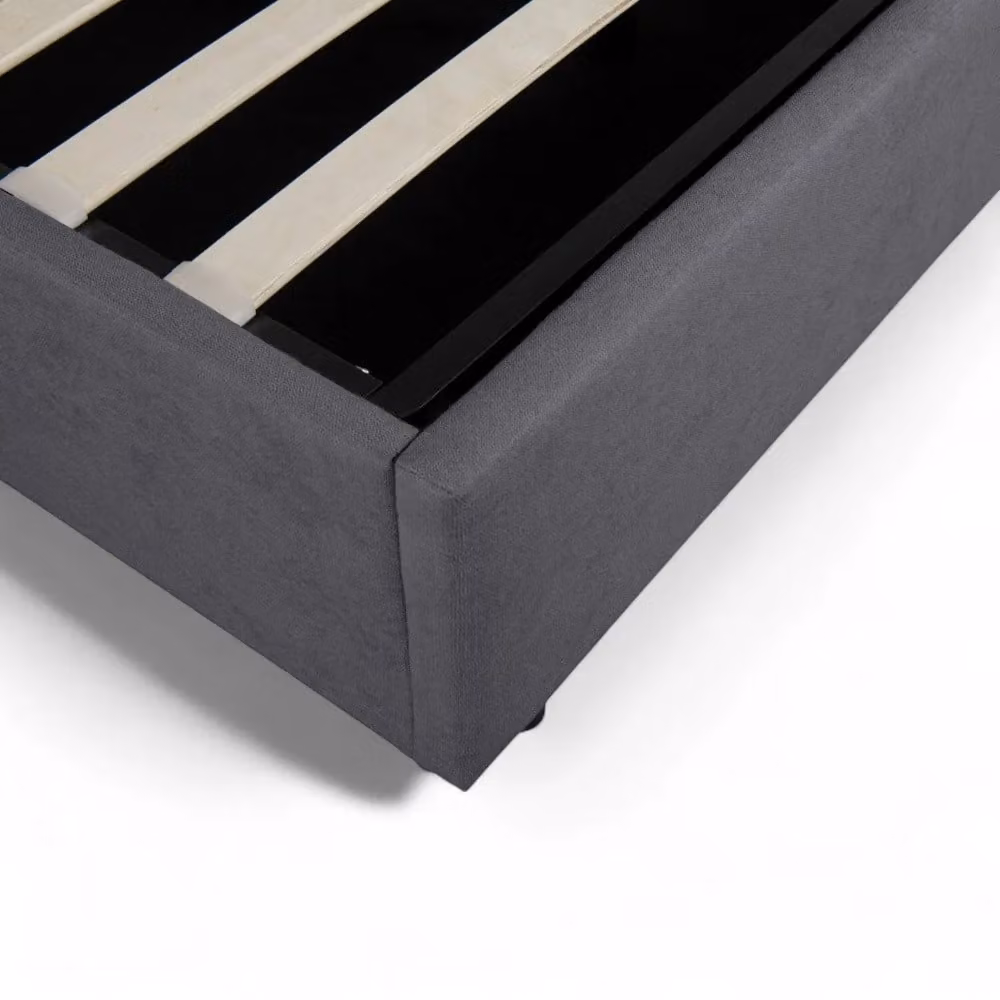 OAT Home Prestbury Upholstered Ottoman Storage Bed Frame with Pillow Headboard in Anthracite Grey, W/D/H: 180 x 200 x 48 cm – 5