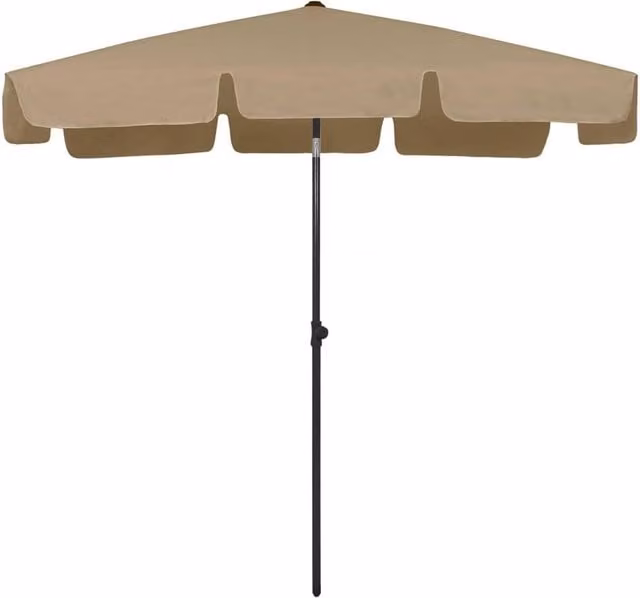 Berkfield Home Beach Umbrella in Beige, W: 200 cm, D: 125 cm