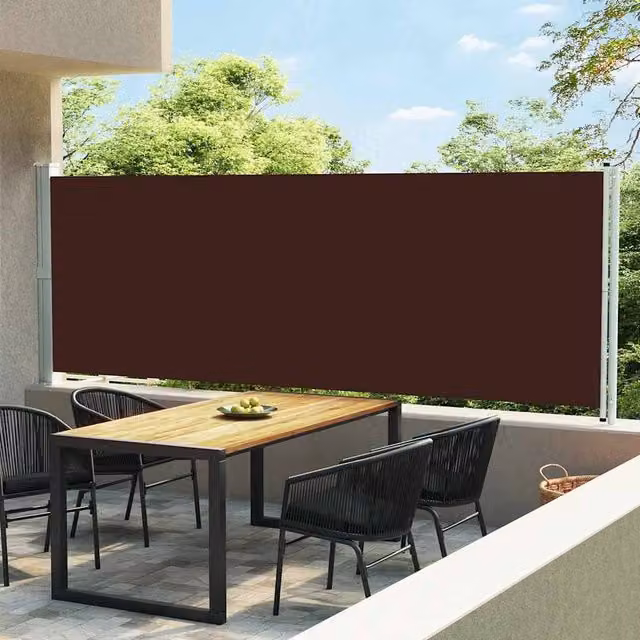 Berkfield Home Brown Retractable Side Awning with Polyester Fabric and Steel Frame, W/H: 160 x 600 cm – 1