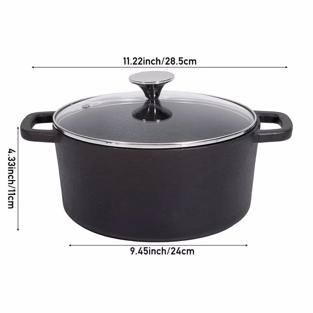 NESTLUNE Black Cast Iron Casserole Dish Pot for Stewing, Diameter: 24 cm – 2