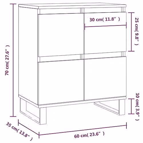 vidaXL Industrial Sideboard in Brown Oak, W/D/H: 60 x 35 x 70 cm – 3