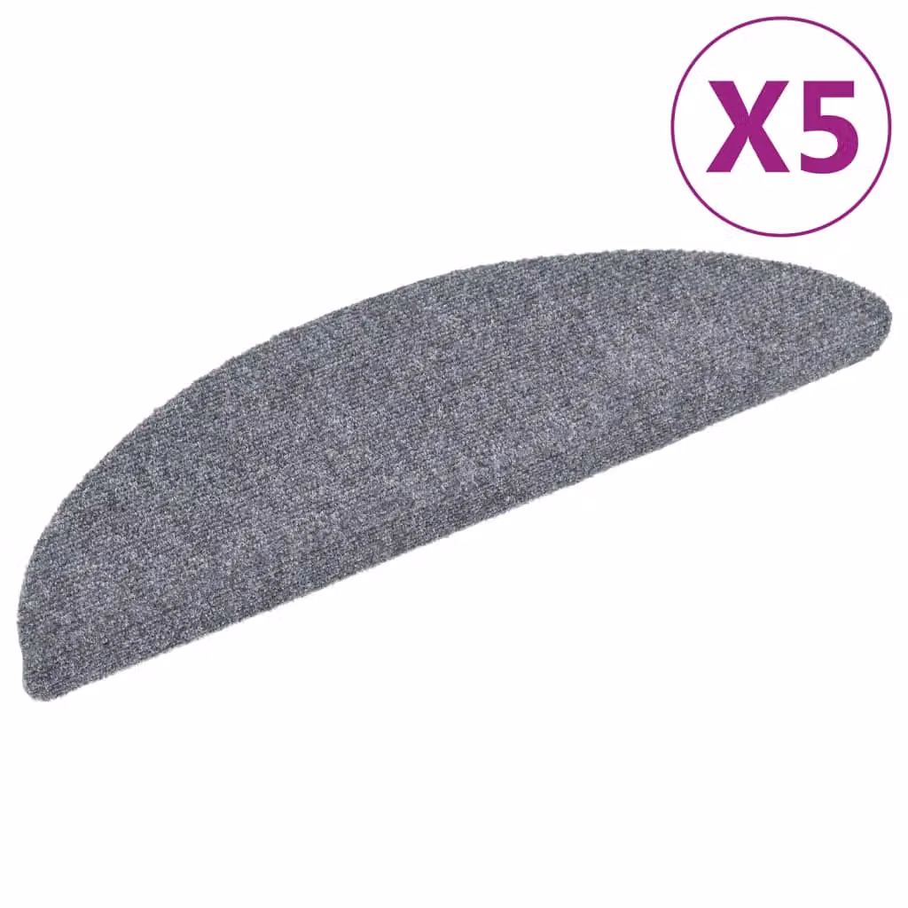 Berkfield Home Self-adhesive Stair Mats, 5 Pieces, Light Grey, W: 56 cm, D: 17 cm, H: 3 cm – 2