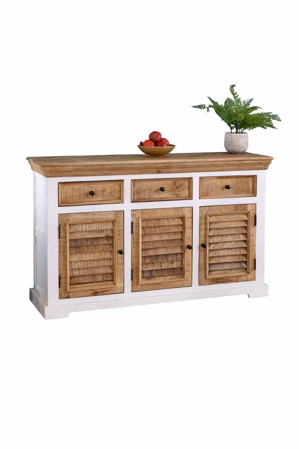 IH Design Washington Large White Mango Wood Sideboard with 3 Doors and 3 Drawers W/D/H: 140 x 45 x 85 cm – 2